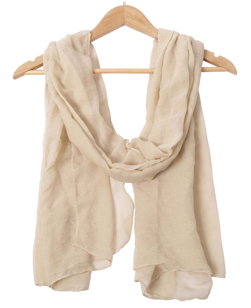 woogwin Women's Cotton Scarves Lady Light Soft Fashion Solid Scarf Wrap Shawl (One Size, beige) - Image 2